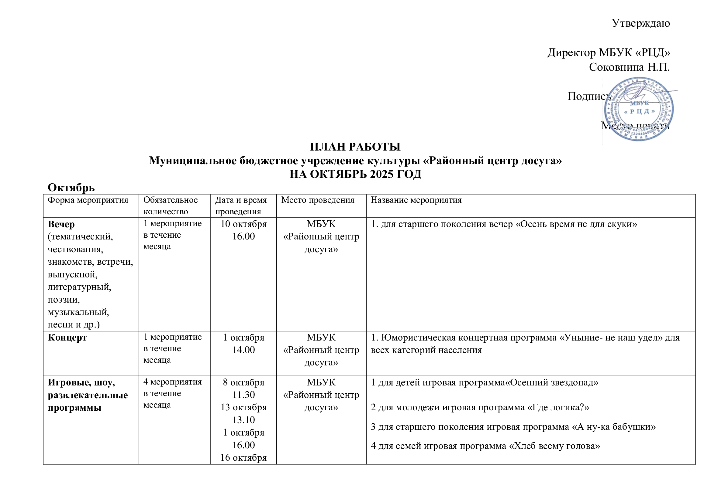 Октябрь 1 Октябрь 1